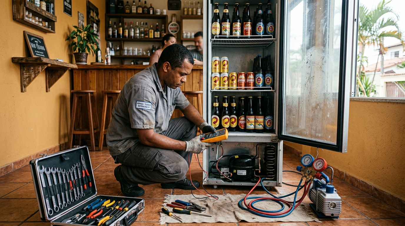 Substituição do termostato de uma cervejeira em Limeira‑SP